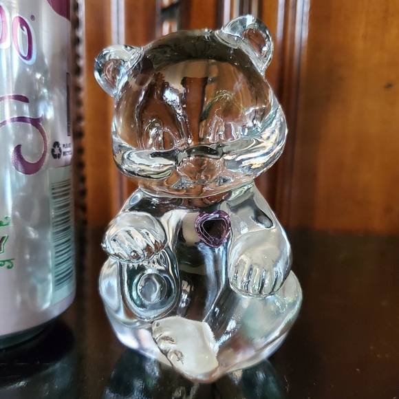 Fenton Glass June 🧸 Bear Clear Alexandrite Colored Heart - Picture 3 of 7